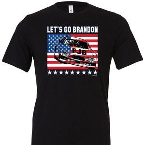Let's Go Brandon FJB Race Car T-shirt Conservative Republican USA American Flag